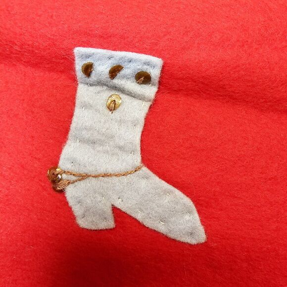 Vintage Double Sided Felt Sequin Christmas Cowboy Stocking Handmade 19" 1950's - Picture 9 of 16